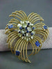 ANTIQUE LARGE OLD MINE DIAMOND & SAPPHIRE 18K YELLOW GOLD PIN / PENDANT #20615
