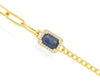 .78CT DIAMOND & AAA SAPPHIRE 14K YELLOW GOLD EMERALD CUT & ROUND SQUARE BRACELET