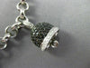 ESTATE 3.01CT WHITE BLACK DIAMOND & MULTI GEM 14K WHITE GOLD BELL CHARM BRACELET