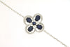 1.08CT DIAMOND & AAA SAPPHIRE 14KT WHITE GOLD PEAR SHAPE & ROUND FLOWER BRACELET