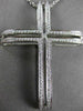 ESTATE LARGE .37CT DIAMOND 18KT WHITE GOLD 3D ETOILE PAVE CROSS FLOATING PENDANT