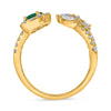 LARGE 1.40CT DIAMOND & AAA EMERALD 14KT YELLOW GOLD MULTI SHAPE MULTI LEAF RING