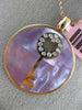 LARGE .10CT DIAMOND & AAA PURPLE MOTHER OF PEARL 14KT ROSE GOLD HEART PENDANT