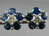 ESTATE 1.76CT DIAMOND & AAA SAPPHIRE 18KT WHITE GOLD 3D CLUSTER FLOWER EARRINGS