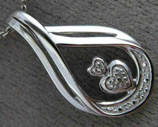 ESTATE .02CT DIAMOND 14KT WHITE GOLD DOUBLE HEART INFINITY LOVE FLOATING PENDANT