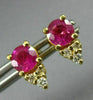 ANTIQUE 1.20CT DIAMOND & AAA RUBY 14KT YELLOW GOLD CLUSTER STUD EARRINGS #18909