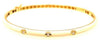 .08CT DIAMOND & WHITE ENAMEL 18KT YELLOW GOLD 3D 3 STONE CUFF BANGLE BRACELET