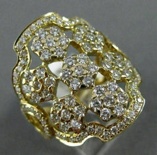 ESTATE LARGE 1.86CT DIAMOND 18KT YELLOW GOLD 3D MULTI FLOWER OPEN FILIGREE RING