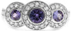 ESTATE 1.08CT DIAMOND & AAA TANZANITE 14K WHITE GOLD 3D PAST PRESENT FUTURE RING
