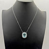 EXTRA LARGE 22.11CT DIAMOND & AAA AQUAMARINE 18KT WHITE GOLD HALO LOVE NECKLACE
