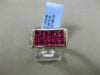 ESTATE WIDE 2.22CT DIAMOND & AAA RUBY 18KT WHITE GOLD CURVED RECTANGLE FUN RING