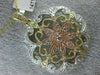 ESTATE LARGE 1.15CT DIAMOND 14KT TRI COLOR GOLD FILIGREE MILGRAIN FLOWER PENDANT