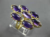 ANTIQUE LARGE 10CT DIAMOND & AAA AMETHYST 14K YELLOW GOLD MULTI OVAL RING #26404