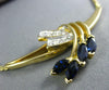 ESTATE LARGE 1.20CT DIAMOND & AAA SAPPHIRE 14KT YELLOW GOLD LEAF NECKLACE #1112