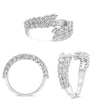 LARGE 2.0CT DIAMOND 14KT WHITE GOLD 3D 2 ROW SHARED PRONG CRISS CROSS LOVE RING