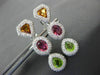 ESTATE WIDE 7.54CT DIAMOND & MULTI GEM 18KT WHITE GOLD CLIP ON HANGING EARRINGS