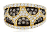 1.75CT WHITE & CHOCOLATE FANCY DIAMOND 14KT YELLOW & BLACK GOLD 3D WEB FUN RING
