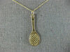 ESTATE 14KT YELLOW GOLD 3D CLASSIC HANDCRAFTED TENNIS RACKET FUN PENDANT #25061