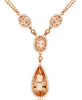 9.05CT DIAMOND & AAA MORGANITE 14KT ROSE GOLD PEAR SHAPE & OVAL LARIAT NECKLACE