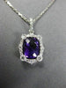 ESTATE 1.91CT DIAMOND & AAA CUSHION CUT AMETHYST 14KT WHITE GOLD 3D HALO PENDANT