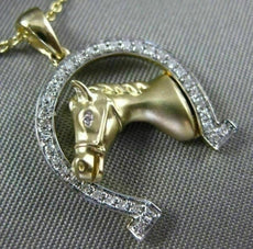ESTATE .19CT DIAMOND 14KT WHITE & YELLOW GOLD HORSE SHOE LUCKY FLOATING PENDANT