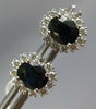 1.74CT DIAMOND & AAA SAPPHIRE 14K WHITE GOLD OVAL & ROUND FLOWER STUD EARRINGS