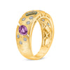WIDE 1.62CT DIAMOND & AAA MULTI SHAPE MULTI COLOR SAPPHIRE 14KT YELLOW GOLD RING