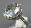 LARGE 5.66CT DIAMOND & AAA AQUAMARINE 14KT WHITE GOLD ROUND HALO ENGAGEMENT RING
