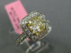 ESTATE LARGE GIA 2.11CT DIAMOND 18K TWO TONE GOLD 3D CUSHION CUT ENGAGEMENT RING