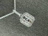 ESTATE .45CT DIAMOND 18K WHITE GOLD ROUND & BAGUETTE CLUSTER SQUARE HALO PENDANT