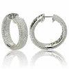 ESTATE WIDE 6.58CT DIAMOND 18KT WHITE GOLD 3D MULTI ROW INSIDE OUT HOOP EARRINGS