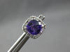 1.08CT DIAMOND & AAA AMETHYST 14KT WHITE GOLD CUSHION & ROUND HALO STUD EARRINGS