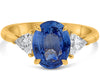 LARGE 3.03CT DIAMOND & AAA SAPPHIRE 14K YELLOW GOLD OVAL 3 STONE ENGAGEMENT RING
