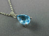 ESTATE 1.51CT DIAMOND & AAA BLUE TOPAZ 14K WHITE GOLD TEAR DROP FLOATING PENDANT