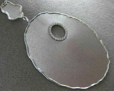 ESTATE EXTRA LARGE .28CT DIAMOND 14KT WHITE GOLD MATTE & SHINY OVAL FUN NECKLACE