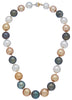 ESTATE AAA MULTI COLOR PEARL 14KT WHITE GOLD 3D CLASSIC LOVE NECKLACE