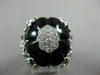 ESTATE LARGE .82CT DIAMOND & AAA ONYX 14KT WHITE GOLD 3D HEART FLOWER FUN RING