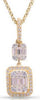 ESTATE .45CT DIAMOND 14KT YELLOW GOLD ROUND & BAGUETTE INVISIBLE SQUARE PENDANT