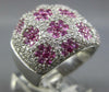 EXTRA LARGE 4.11CT DIAMOND & AAA PINK SAPPHIRE 18KT WHITE GOLD MULTI FLOWER RING