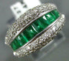 WIDE 1.60CT DIAMOND & AAA EMERALD 14KT WHITE GOLD 3D ROUND & BAGUETTE RING #2739