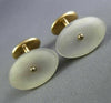 ANTIQUE AAA MOTHER OF PEARL 14K YELLOW GOLD CLASSIC HANDCRAFTED CUFF LINK #26424
