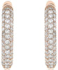 ESTATE .59CT DIAMOND 18KT ROSE GOLD 3D THREE ROW CLASSIC PAVE HUGGIE EARRINGS
