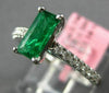 ESTATE LARGE 3.93CT DIAMOND & AAA EMERALD 18KT WHITE GOLD SQUARE ENGAGEMENT RING