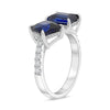LARGE 4.06CT DIAMOND & AAA SAPPHIRE 18KT WHITE GOLD DOUBLE SOLITAIRE LOVE RING