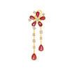 4.88CT DIAMOND & AAA RUBY 18K YELLOW GOLD 3D PEAR SHAPE & ROUND HANGING EARRINGS