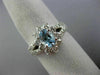 ESTATE 1.49CT DIAMOND & AQUAMARINE 14K WHITE GOLD 3D HALO FLOWER ENGAGEMENT RING