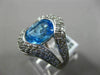 ESTATE LARGE 5.52CT DIAMOND & AAA BLUE TOPAZ 18KT WHITE GOLD 3D V SHAPE RING