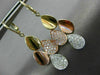 ESTATE .66CT DIAMOND 14K TRI COLOR GOLD 3D TEAR DROP LEVER BACK HANGING EARRINGS