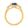 LARGE 3.03CT DIAMOND & AAA SAPPHIRE 14K YELLOW GOLD OVAL 3 STONE ENGAGEMENT RING