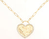 .50CT DIAMOND 14KT YELLOW GOLD HAMMERED HEART SHAPE PAPER CLIP LOVE NECKLACE